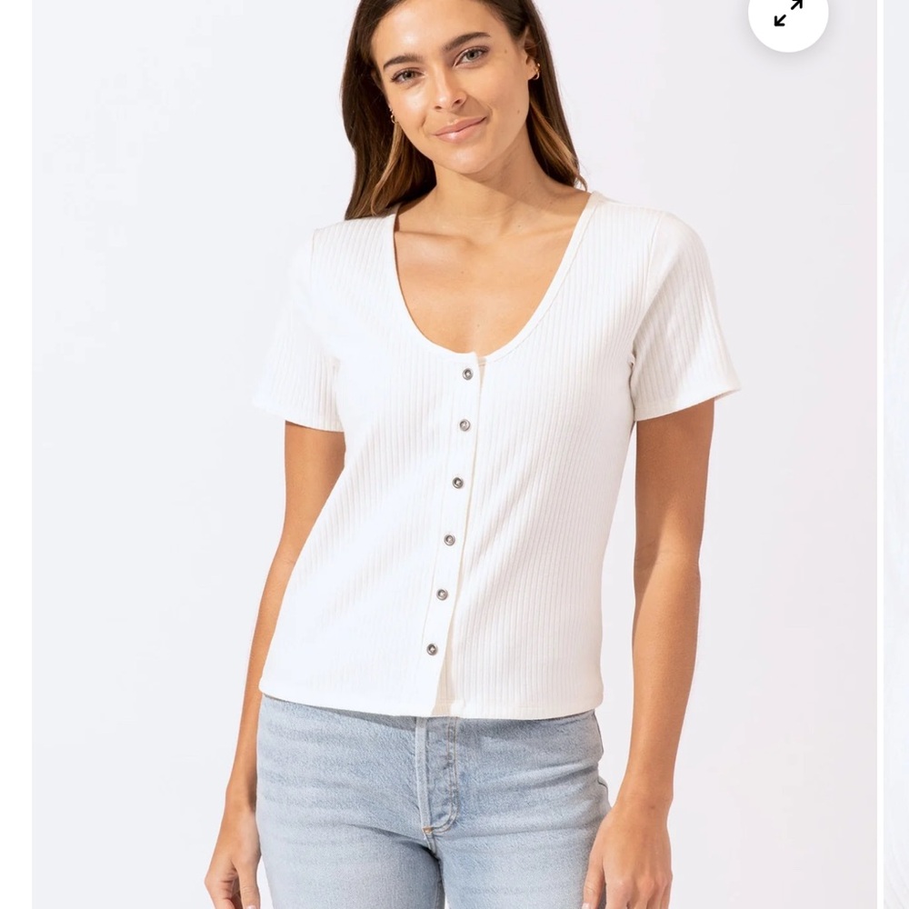 Threads 4 Thought Ivory Button-Up Ribbed Top - Med